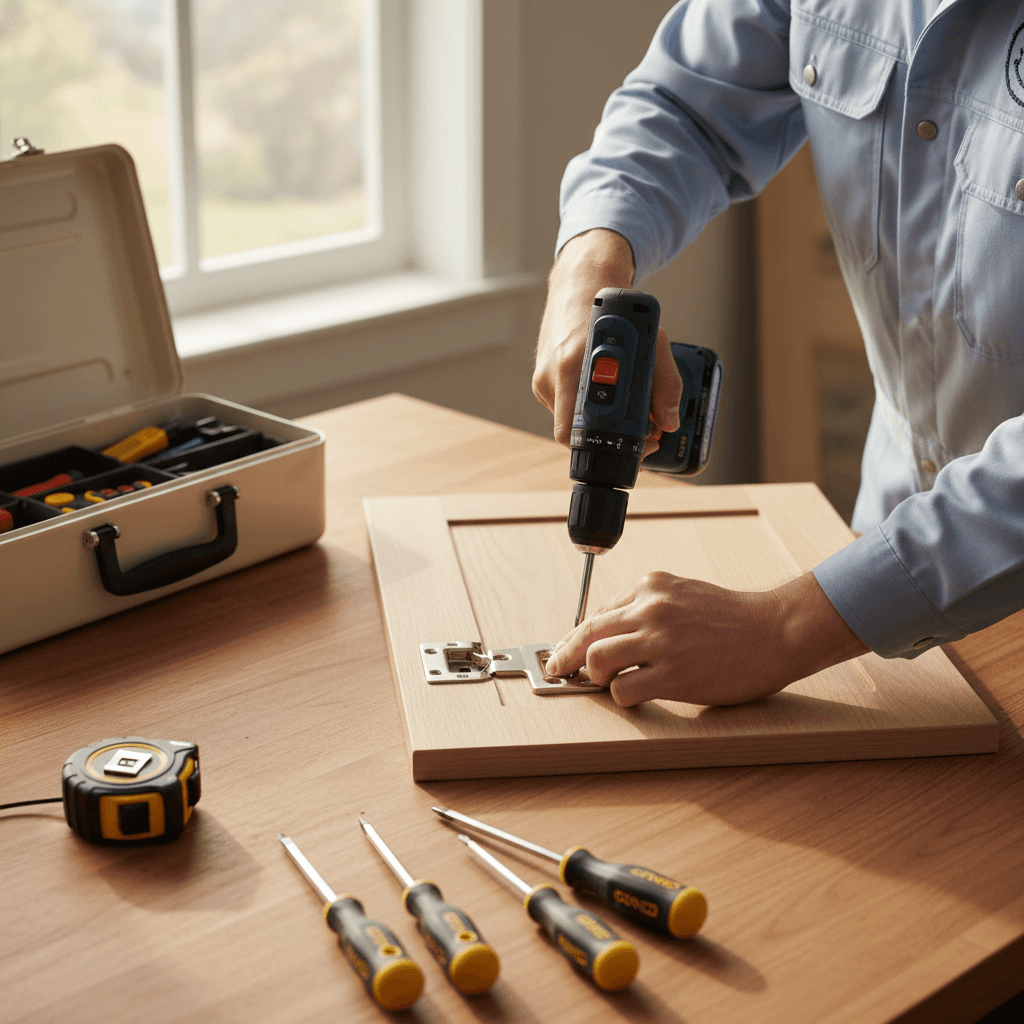 Professional handyman with tools ready to help